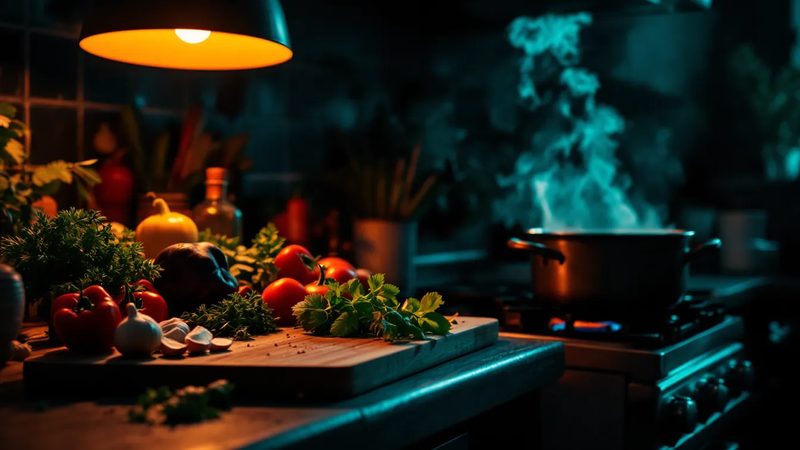 Frische Zutaten und Kochtopf - Selbst-kochen Tip