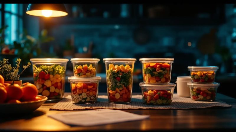 Meal-Prep Behälter auf Küchentheke - Meal-Prep Tip