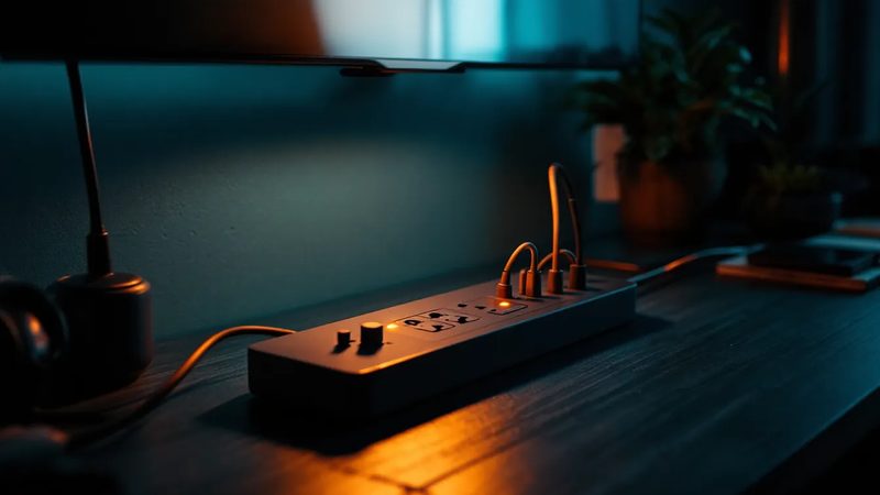 Schaltbare Steckdosenleiste am Schreibtisch - Powerstrip Tip